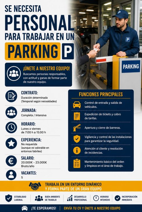 Se necesita personal para trabajar en un parking