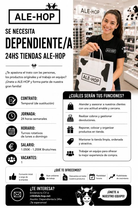 Dependiente/a 24hs tiendas Ale-Hop