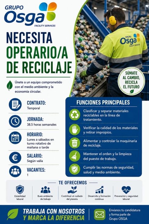 Se necesita operario/a de reciclaje