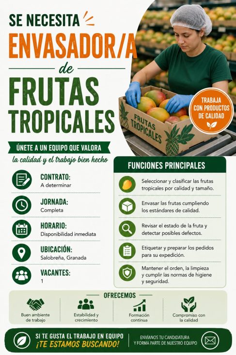 Se necesita envasador/a de frutas tropicales