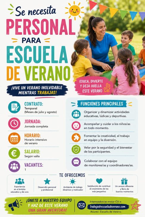 Se necesita personal para escuela de verano