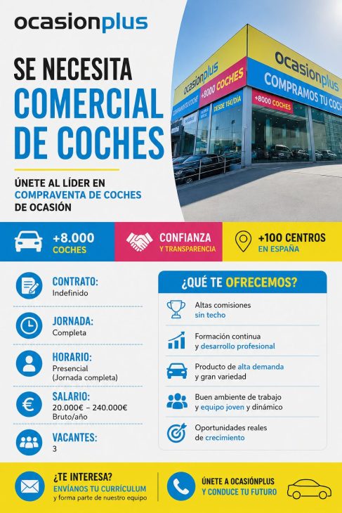 Se necesita comercial de coches para ocasionplus