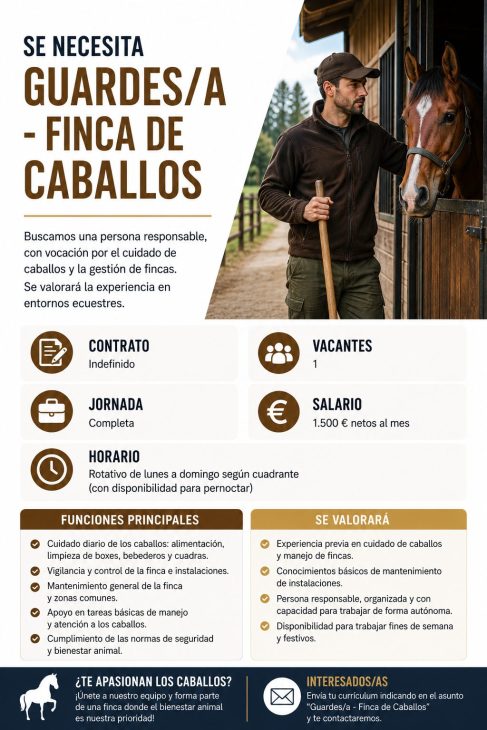 Se necesita guardes/a – Finca de Caballos