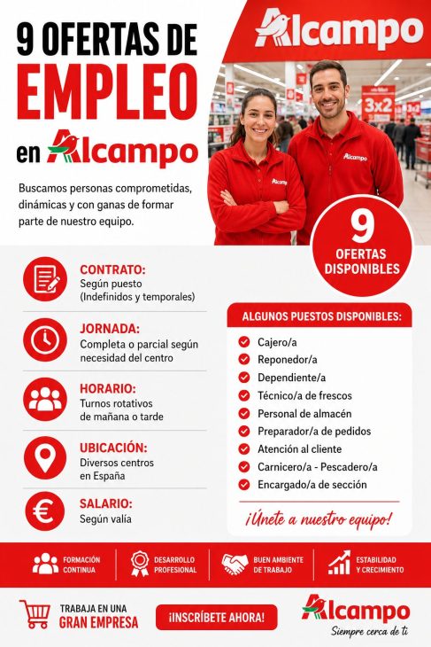 9 ofertas de empleo en Alcampo