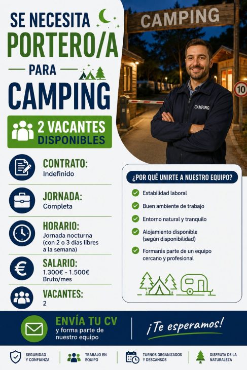 Se necesita portero/a para camping