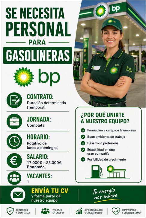Se necesita personal para gasolineras Bp