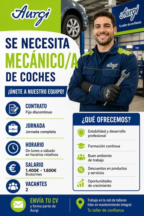 Se necesita mecánico/a de coches para Aurgi