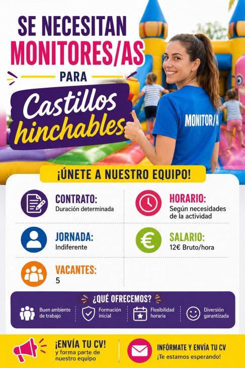 Se necesita monitores/as para castillos hinchables