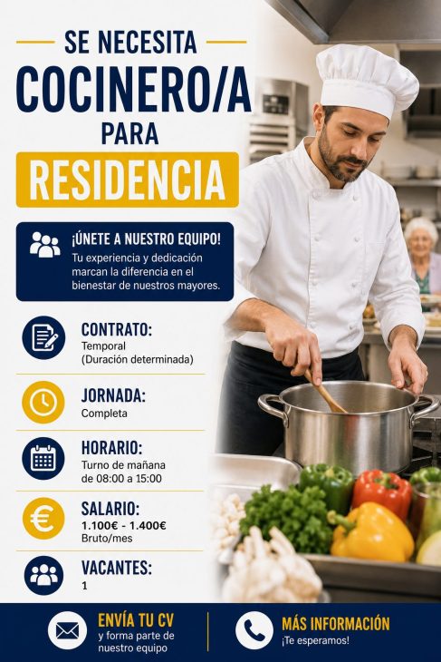 Se necesita cocinero/a para residencia