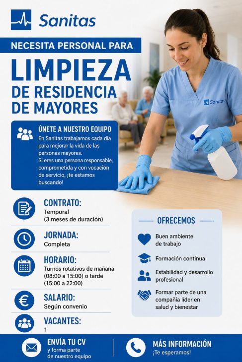Se necesita limpiador/a turno mañana o tarde