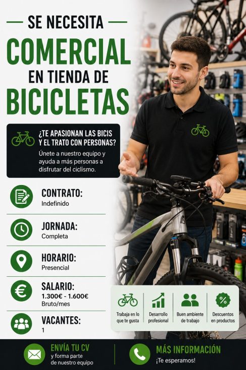 Se necesita comercial para tienda de bicicletas