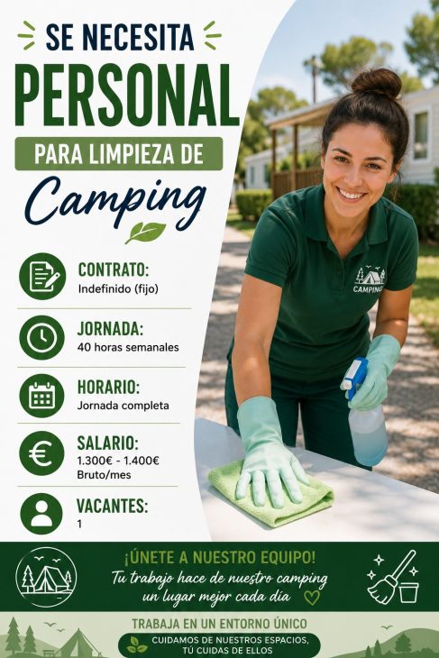 Se necesita personal para limpieza de camping