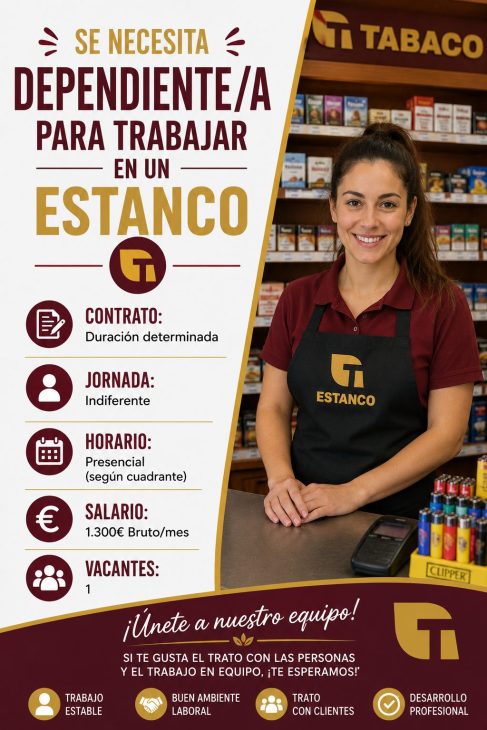Se necesita dependiente/a para trabajar en un estanco