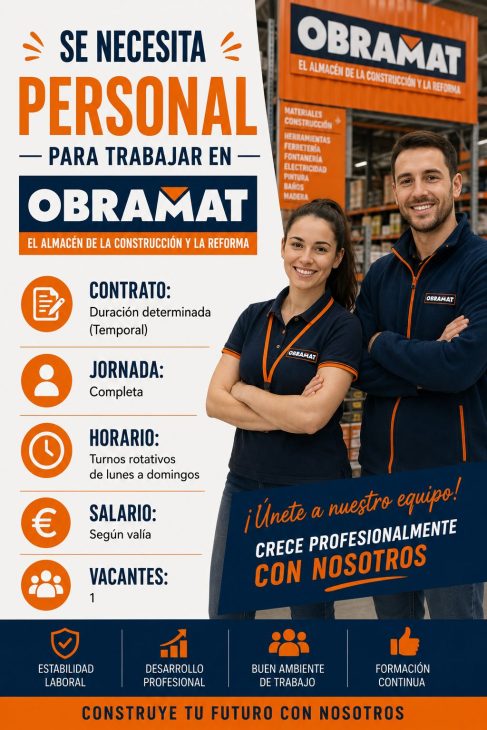 Se necesita personal para trabajar en Obramat