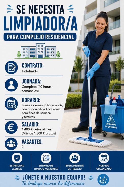 Se necesita limpiador/a para complejo residencial