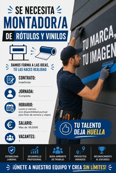 Se necesita montador/a de rótulos y vinilos