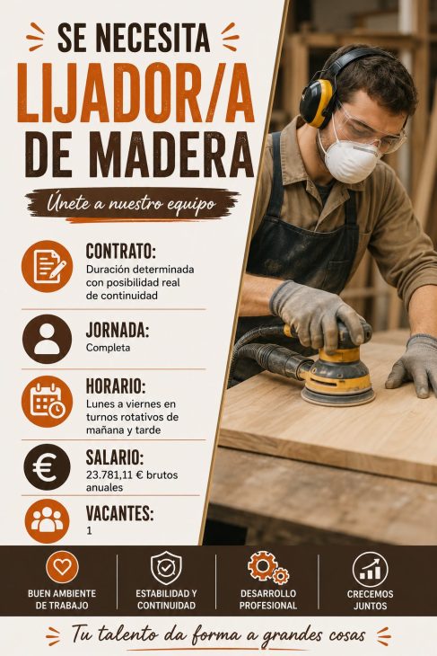 Se necesita lijador/a de madera
