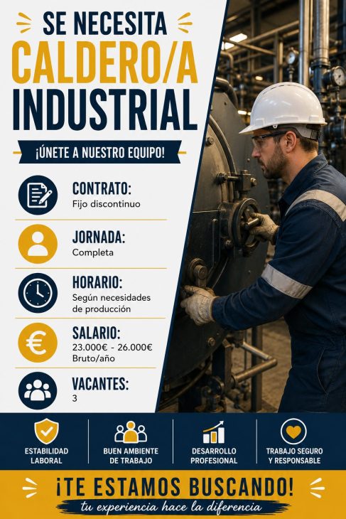Se necesita caldero/a industrial