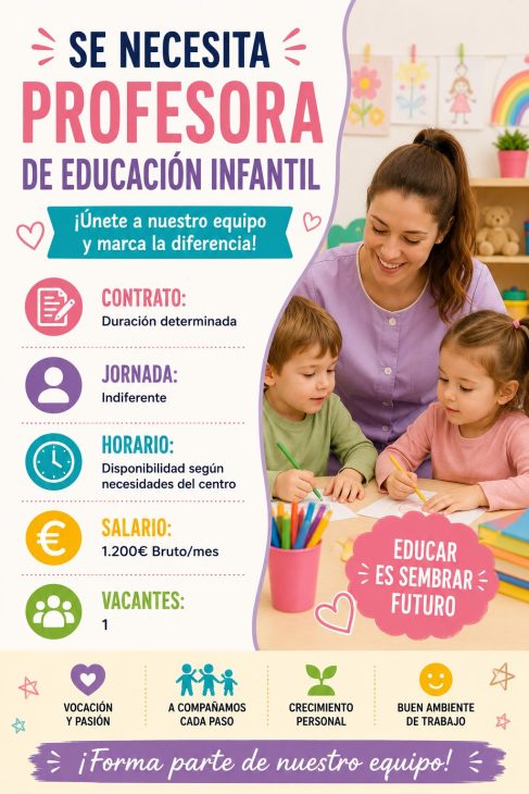 Se necesita profesora de educación infantil