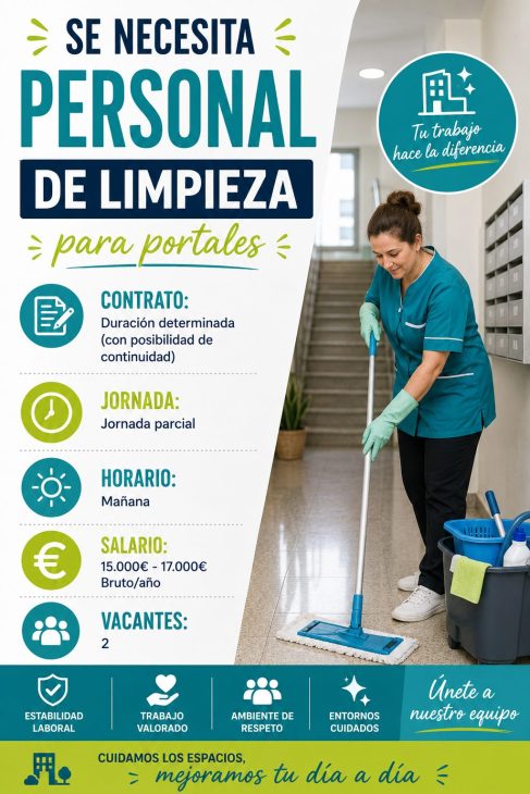 Se necesita personal de limpieza para portales