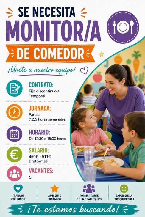 Se necesita monitor/a de comedor