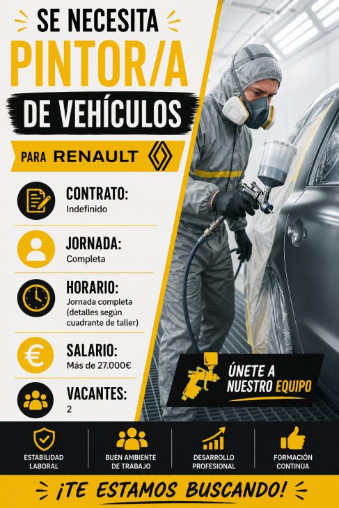 Se necesita pintor/a de vehículos para Renault