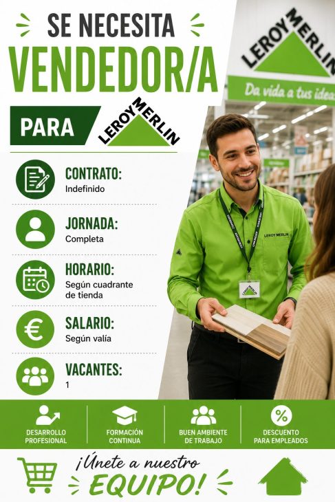 Se necesita vendedor/a para Leroy Merlin