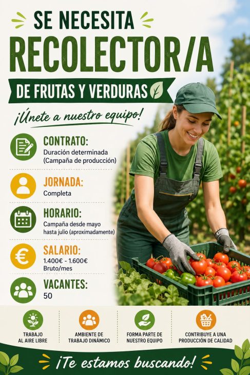Se necesita recolector/a de frutas y verduras