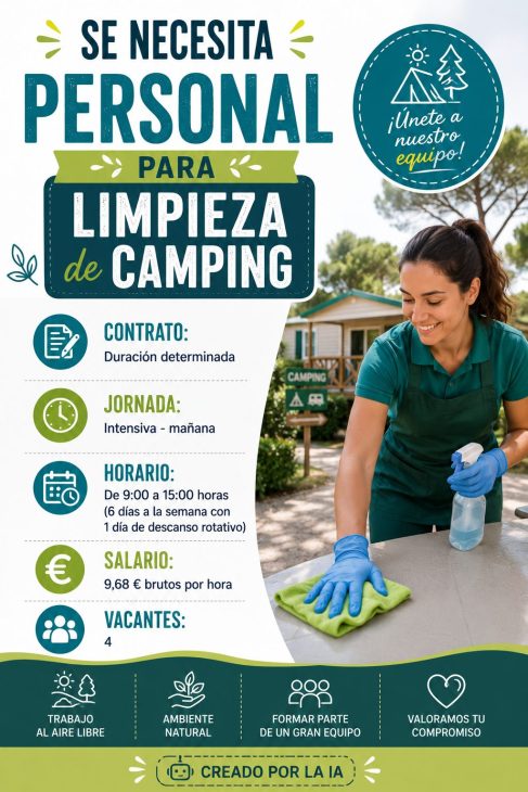 Se necesita personal para limpieza de camping