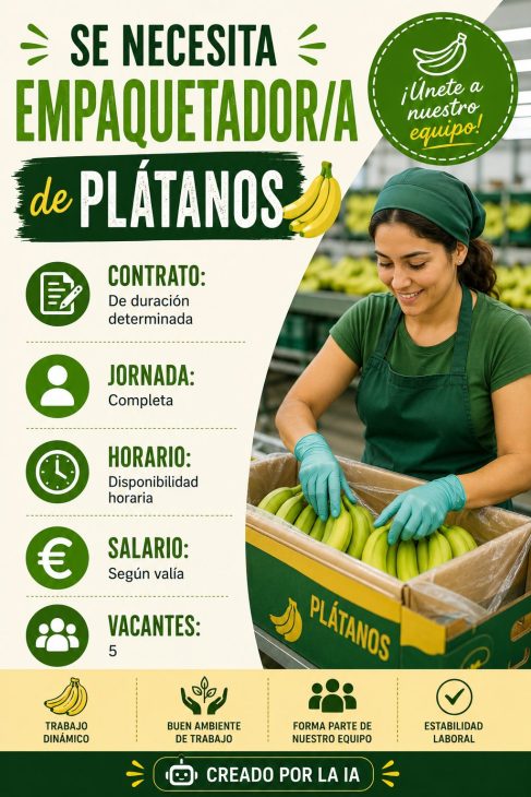 Se necesita empaquetador/a de plátanos