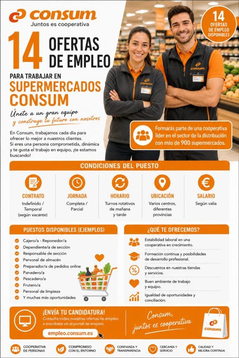 14 ofertas de empleo para trabajar en supermercados Consum