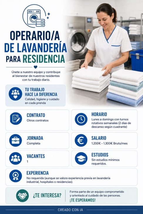 Operario/a de lavandería para Residencia