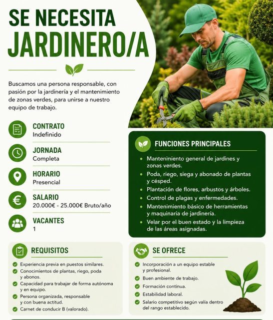 Se necesita jardinero/a