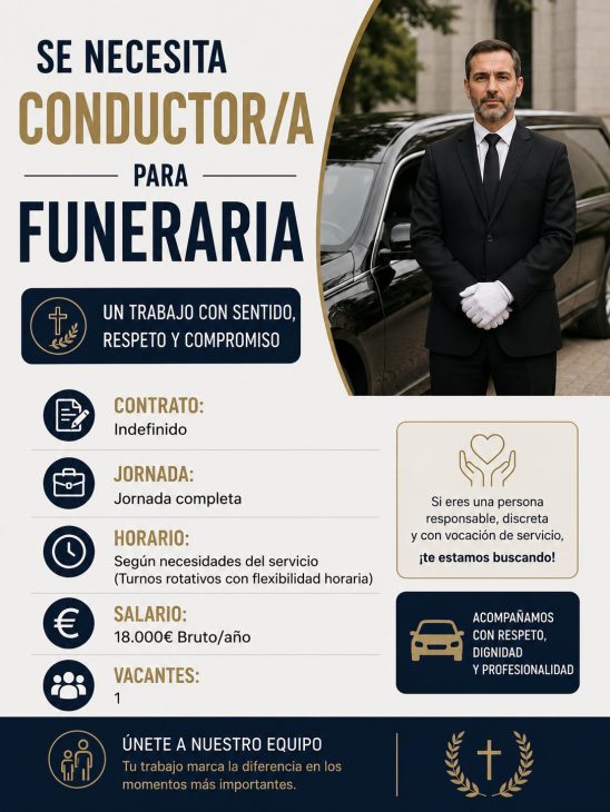 Se necesita conductor/a para funeraria