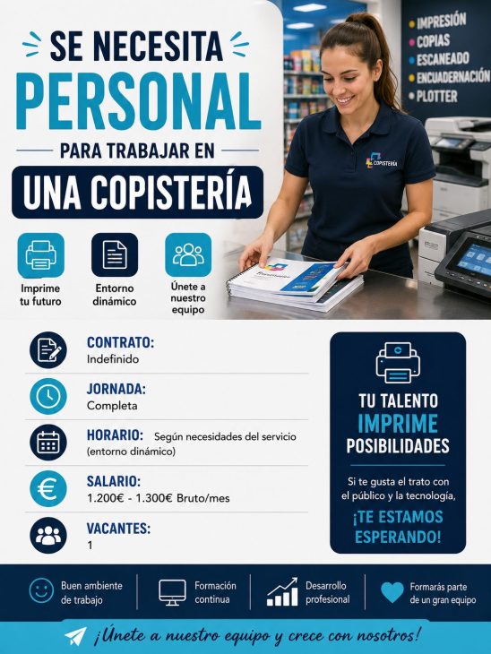 Se necesita personal para trabajar en una copistería