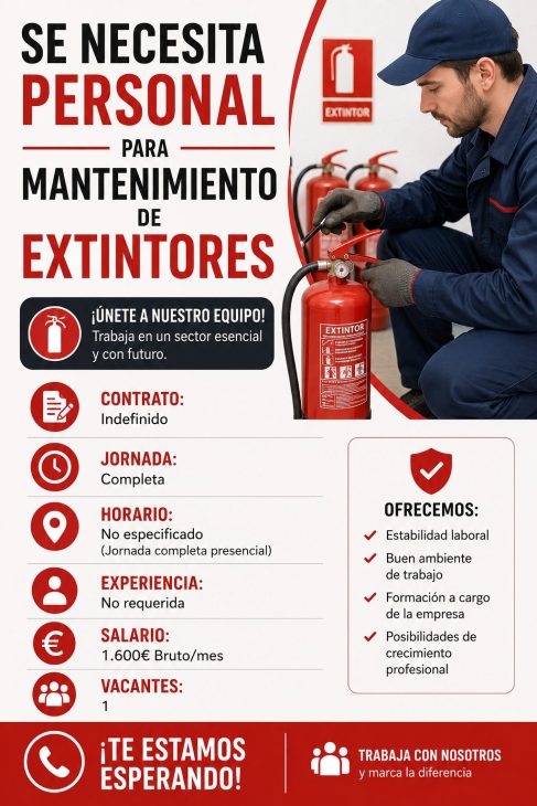 Se necesita personal para mantenimiento de extintores