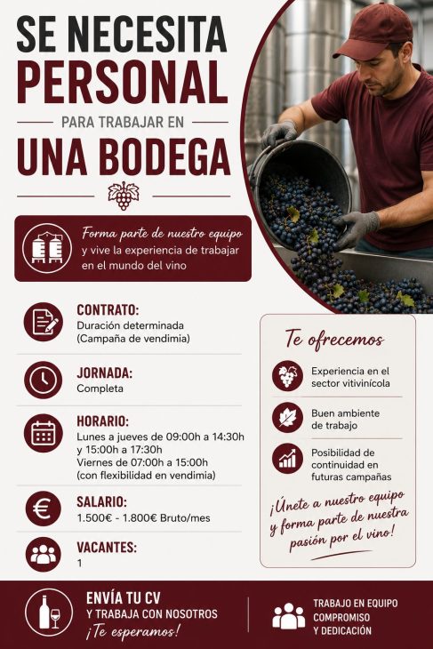 Se necesita personal para trabajar en una bodega