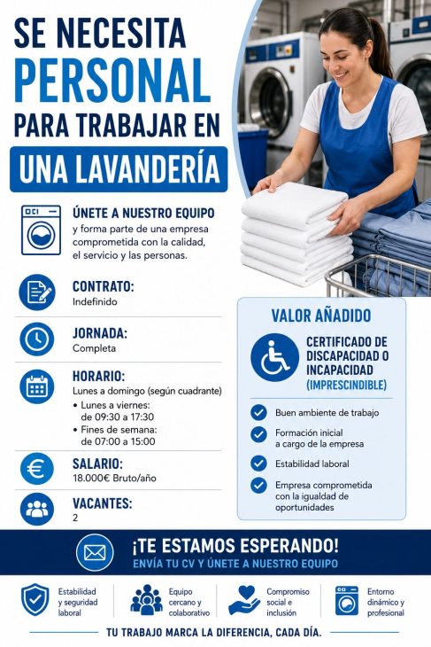 Se necesita personal para trabajar en una lavandería