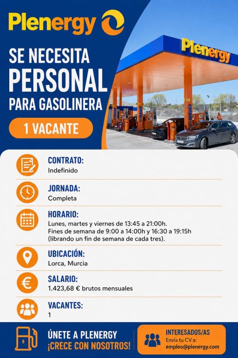 Se necesita personal para gasolineras Plenergy