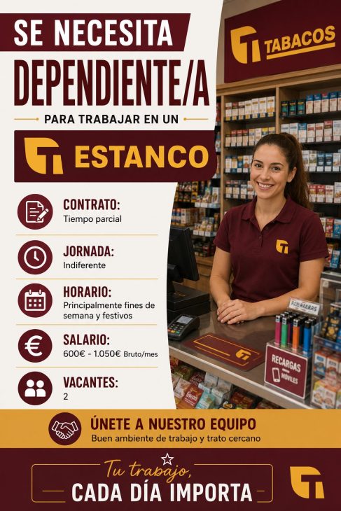 Se necesita Dependiente/a para trabajar en un estanco