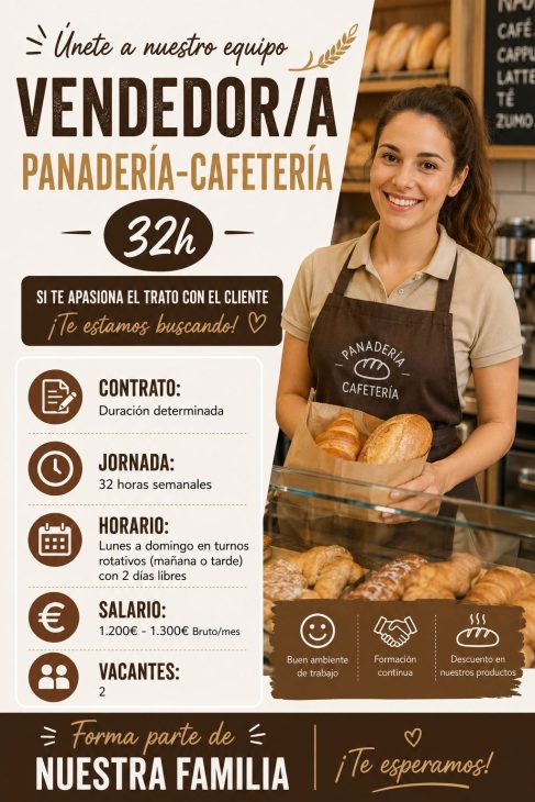 Vendedor/a Panadería-Cafetería 32h