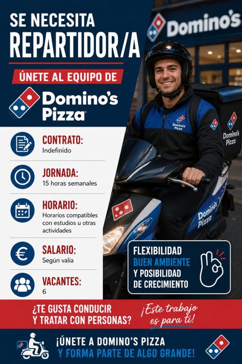 Se necesita repartidor/a para Dominos Pizza