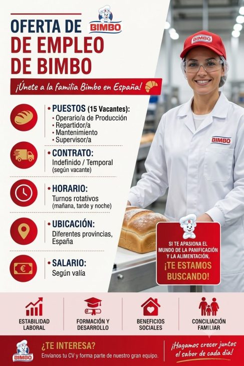 15 ofertas de empleo para trabajar en la empresa Bimbo