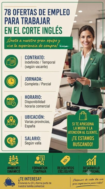78 ofertas de empleo para trabajar en el Corte Ingles