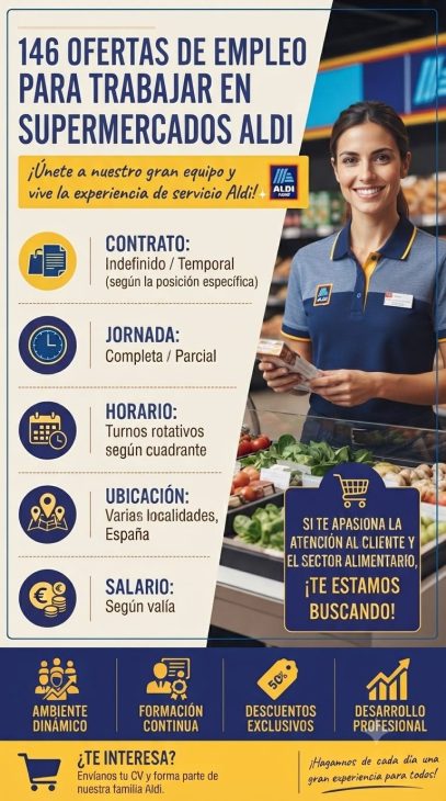 146 ofertas de empleo para trabajar en supermercados Aldi