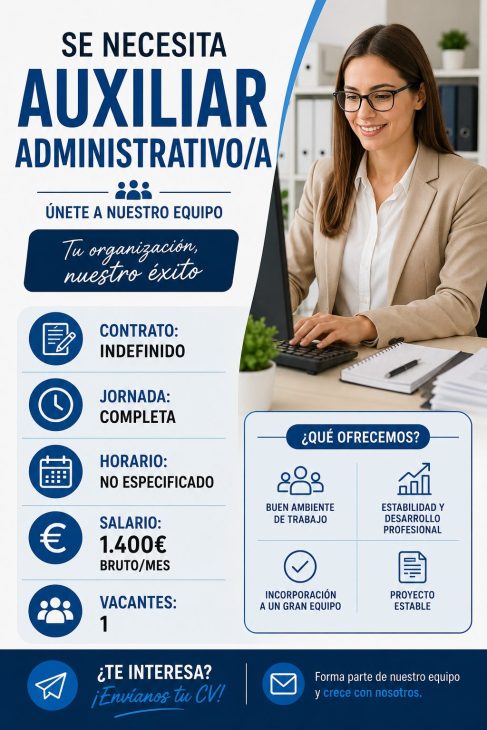 Se necesita auxiliar administrativo/a