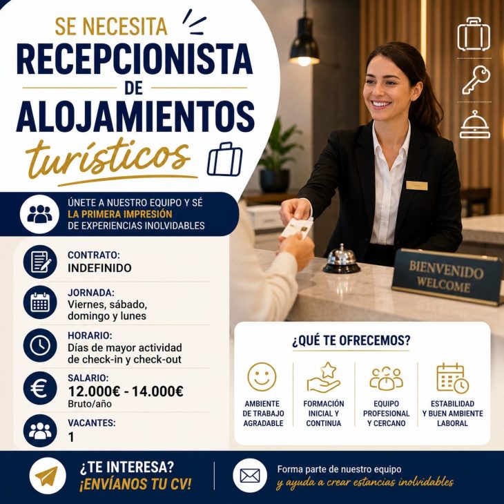 Recepcionista de alojamientos turísticos