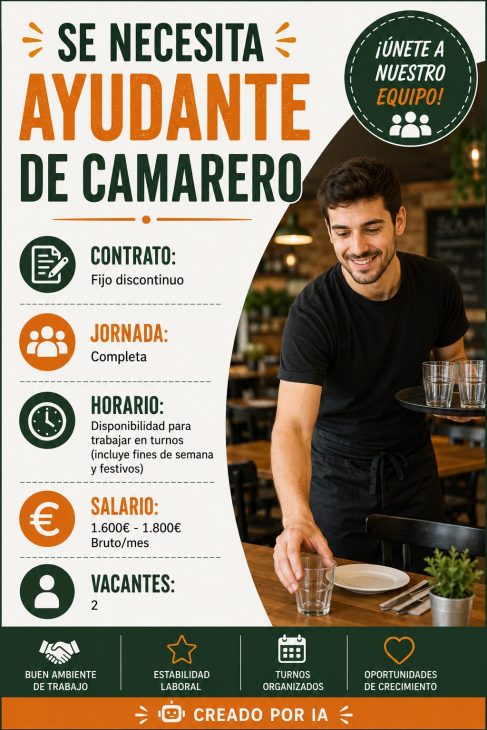 Se necesita ayudante de camarero