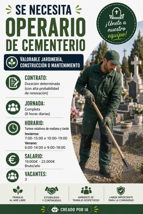 Operario de Cementerio Valorable jardinería, construcción o mantenimiento