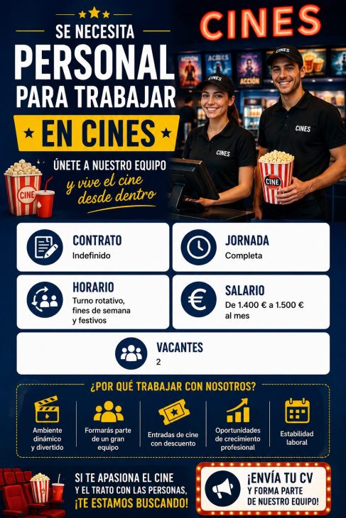 Se necesita personal para trabajar en cines